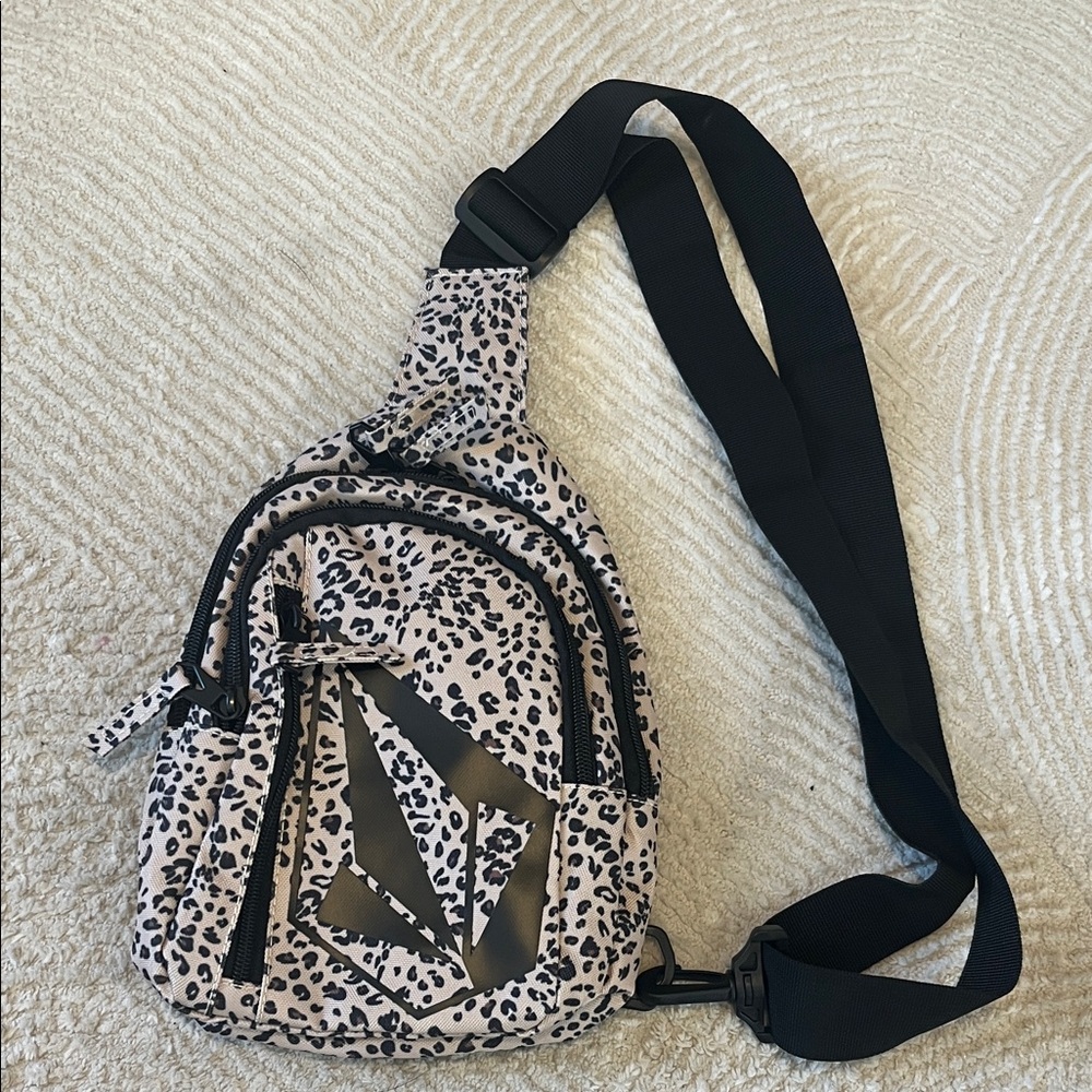 Volcom Leopard Print Crossbody Bag with Black Strap